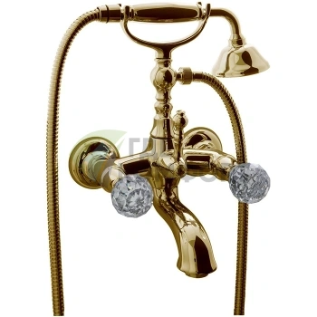 Смеситель для ванны FIMA Carlo Frattini Elizabeth Chic с душевым комплектом, золотой, накладной (F5084COR) - фото 1