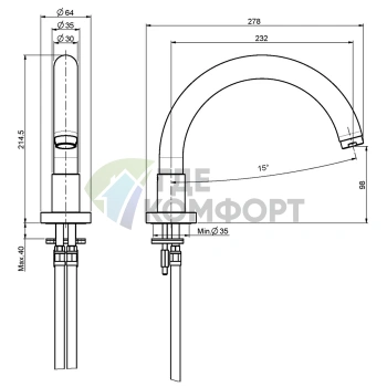 Излив FIMA Carlo Frattini Quad для монтажа на борт ванны, хром (F2158CR) - фото 2