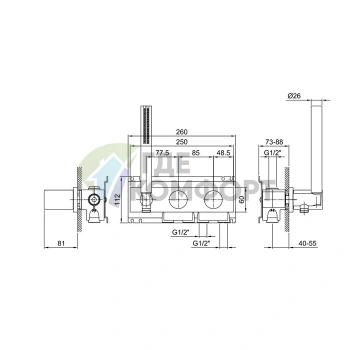 Встраиваемый смеситель для душа Fantini Milano с ручным душем и двумя выходами (Matt Gun Metal PVD) (31 P5 E584B) - фото 2