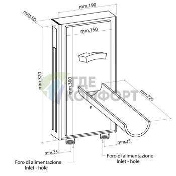 Bongio Acquaviva Luce: Встраиваемый смеситель для раковины с LED-подсветкой, хром (56539CR22LU) - фото 2