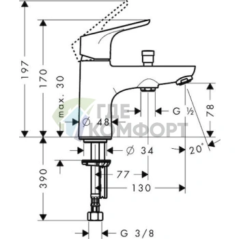 Смеситель Hansgrohe Focus E2 для установки на борт ванны - фото 2