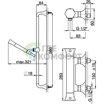 Термостатический смеситель для душа CISAL Cherie с комплектом аксессуаров (хром) (CES0101021) - фото 2