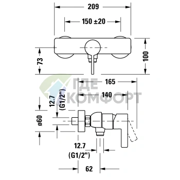 Смеситель для душа Duravit D-Neo настенный, хром (DE4230000010) - фото 2