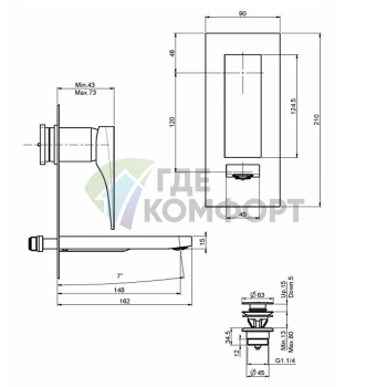 Смеситель для раковины FIMA Carlo Frattini Zeta настенный, хром (F3971VX5CR) - фото 2