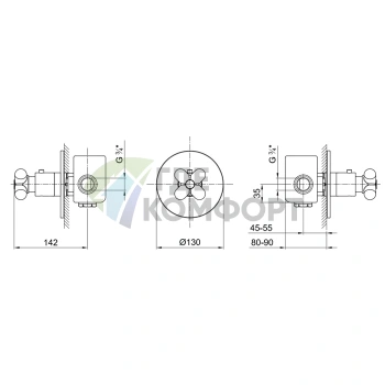 Термостатический смеситель Fantini I Balocchi для душа скрытого монтажа, белый матовый (60 29 0600B) - фото 2