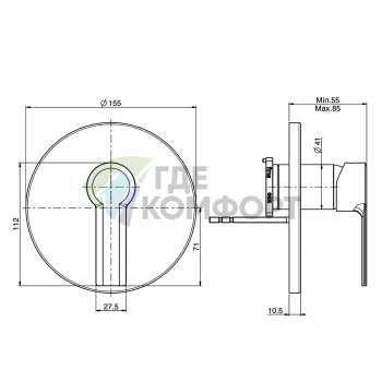 Встраиваемый смеситель для душа Fima Carlo Frattini на 1 отверстие, хром (F3139X1CR) - фото 2
