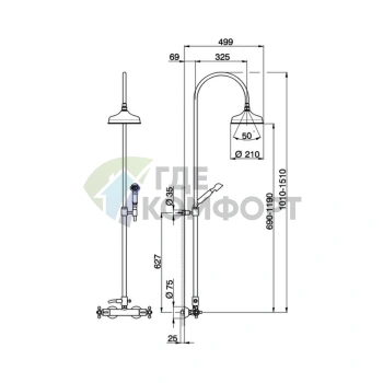 Термостатический душевой комплект Arcana с верхним душем и золотым покрытием (AC00408024) - фото 2