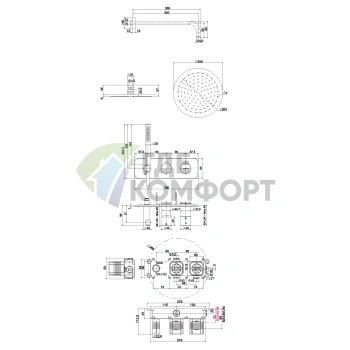 Смеситель для душа термостатический FIMA Carlo Frattini WELLNESS с верхним душем 250 мм (F3149X3R252NS) - фото 2