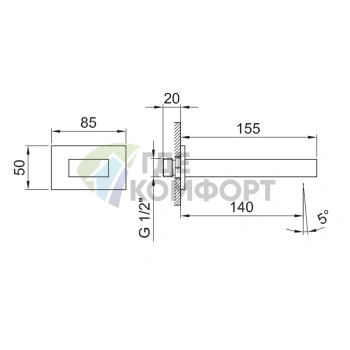 Настенный излив для ванны Fantini AR/38 в хроме (38 02 3341) - фото 2