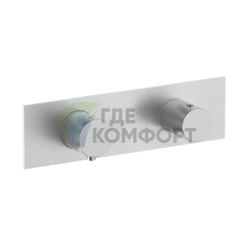 Термостатический встраиваемый смеситель для душа Fantini Nostromo на 2 потока с поворотной ручкой в отделке матовая натуральная сталь (87 93 G572B) - фото 1