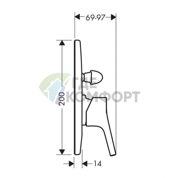 Смеситель для ванны Hansgrohe Talis S встраиваемый с переключателем, хром (72407000) - фото 2