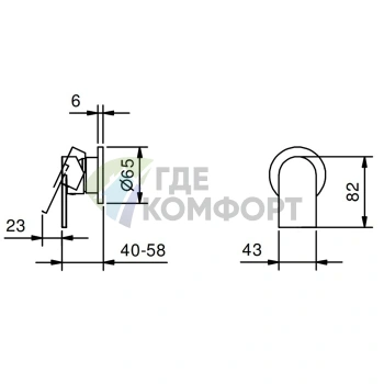Смеситель для душа Fantini Mare встраиваемый на 1 источник хром (51 02 V163B) - фото 2