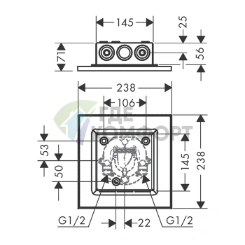 Потолочный душ AX ShowerSolution 250x250 мм, 2 струи, хром (35313000) - фото 2