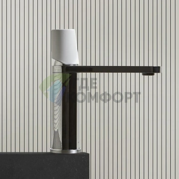 Смеситель для раковины ANTONIO LUPI INDIGO с коротким изливом и белой ручкой (ND301LU+MNFBO) - фото 1