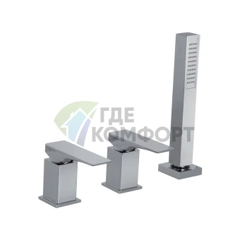 Смеситель для ванны FIMA|Carlo Frattini Zeta двойной на борт, с ручным душем, хром (F3974/1CR) - фото 1