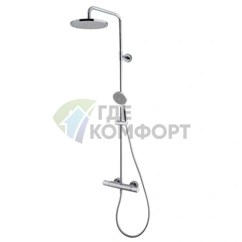 Смеситель для душа FIMA Carlo Frattini Serie 22 с душевой стойкой и верхним душем, хром (F3165/RP251CR) - фото 1