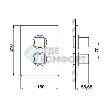 Термостатический смеситель CISAL Cubic с переключателем, цвет Nichel Spazzolato (CU01810021F) - фото 2