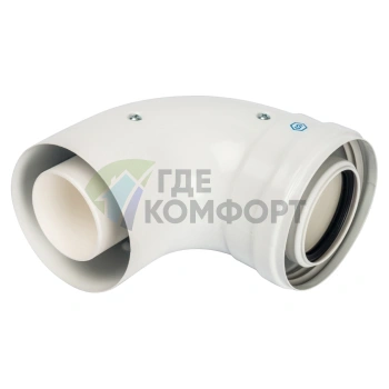 Элемент дымохода конденсационного Stout колено/адаптер DN60/100 90 градусов м/п PP-FE SCA-8610-210090 - фото 1