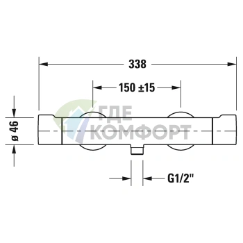 Термостатический смеситель для душа Duravit C.1 настенный, нижний выпуск, хром (C14220000010) - фото 2
