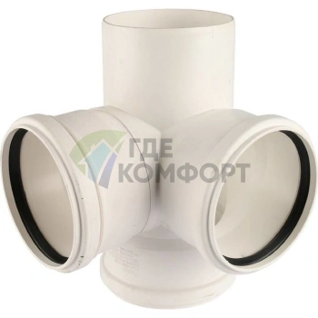 Крестовина канализационная Raupiano Plus 110/110/110/87° двухплоскостная REHAU (РЕХАУ - 11215641003) - фото 1