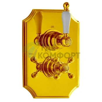 Термостатический смеситель CISAL Arcana Toscana с переключателем (золото/белый) (TS00728024) - фото 1