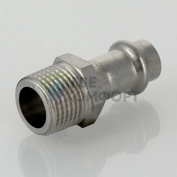 Пресс-муфта с наружной резьбой 15 мм х 3/4 из нержавеющей стали VTi.901.I.001505 VALTEC (ВАЛТЕК) - фото 4