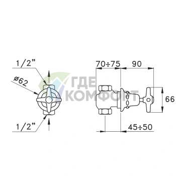 Встраиваемый смеситель Stella Italica 0/154 без излива в хроме (IT 01100 CR00) - фото 2