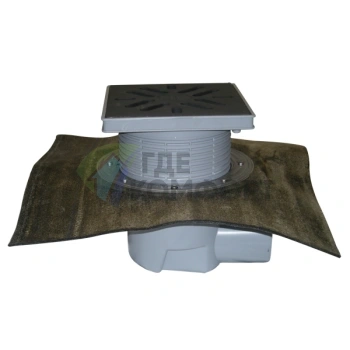 Трап HL615HL с решеткой в подрамнике 226x226 мм-гидроизоляционным полотном и горизонтальным выпуском DN110 - фото 1