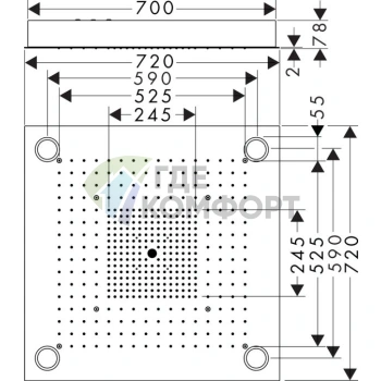 Потолочный душ AX ShowerHeaven с подсветкой 720x720 мм, нержавеющая сталь (10627800) - фото 2