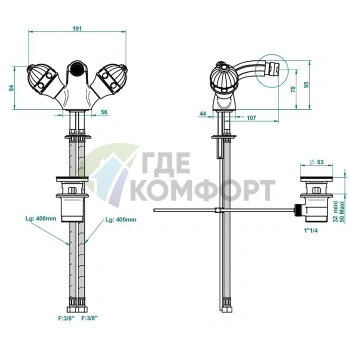 Смеситель для биде THG Cheverny с малахитовыми вставками и донным клапаном в полированном золоте (A1S-F01-3202) - фото 2