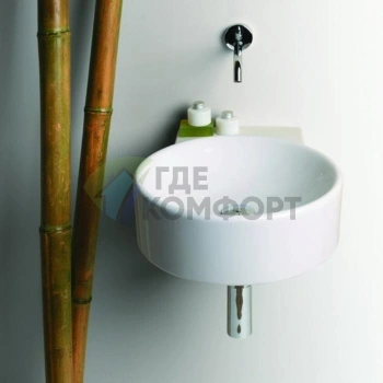 Раковина SIMAS Flow круглая подвесная 40х49 5см c 1 намеч отверстием цвет белый - фото 1