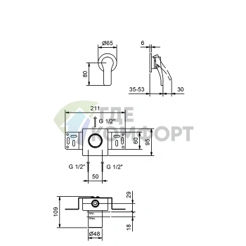 Смеситель для душа встраиваемый настенный Fantini AL/23 хром (26 02 B863B) - фото 2