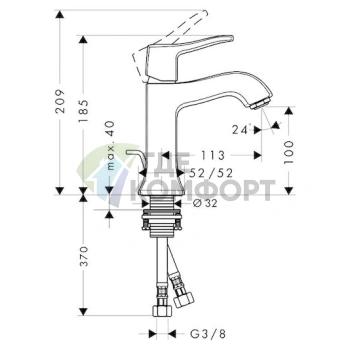 Смеситель для раковины Hansgrohe Metris Classic 31075000 - фото 3