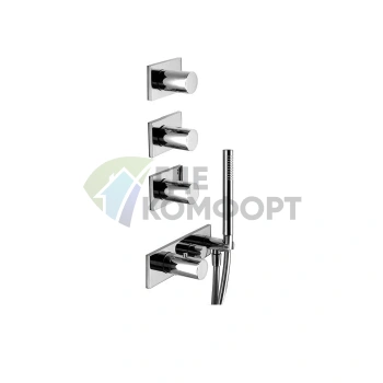 Встраиваемый термостат для душа Fantini Milano на 4 выхода, 3/4, матовая нержавеющая сталь (31 93 4714B) - фото 1