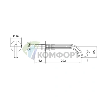 Излив для ванны FANTINI VENEZIA настенный, 203 мм, цвет золото плюс (29 01 8315) - фото 2