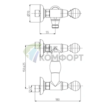Смеситель для душа FIMA|Carlo Frattini Elizabeth Chic внешнего монтажа в цвете хром (F5085/1CCR) - фото 2