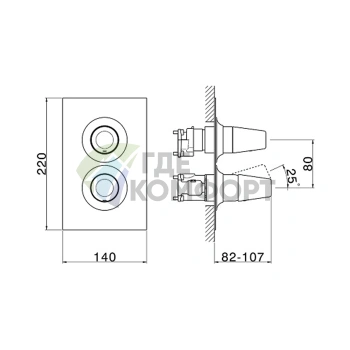 Термостатический смеситель для душа CISAL Vita встраиваемый, 3 выхода, матовый черный (VI0BT03040) - фото 2