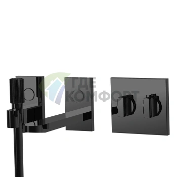 Встраиваемый термостатический смеситель FIMA Carlo Frattini SWITCH для ванны, черный матовый, излив 208 мм, шланг 1500 мм (F5944NS) - фото 1