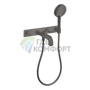 Элегантный настенный смеситель для ванны AX Citterio в матовом черном хроме (39442340) - фото 1