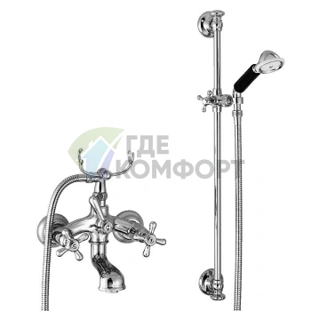 Смеситель для ванны Stella Roma 3274/302/6 со штангой и ручным душем в хроме (RM 02203 CR00) - фото 1