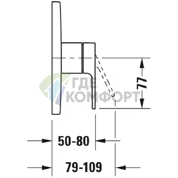 Смеситель для душа Duravit B.3 скрытого монтажа (наружная часть), хром (B34210010010) - фото 2