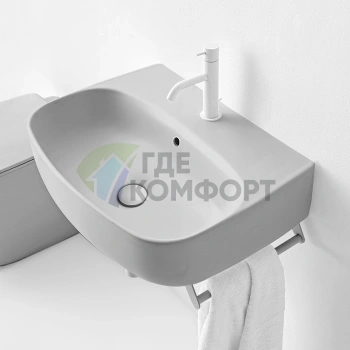 Раковина Kerasan Nolita подвесная-накладная 60х45 см с 1 отв под смеситель цвет Светло серый - фото 1