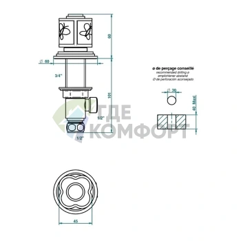 Смеситель для раковины THG Capucine Vert Decor Platine: платина, зеленый, хром (A7E-A02-35) - фото 2