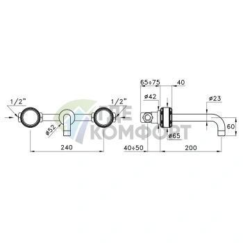 Встраиваемый смеситель для раковины Stella Timeaster 3861 с круглой ручкой 65 мм, хром/черный (TL 01003 CR00N) - фото 2