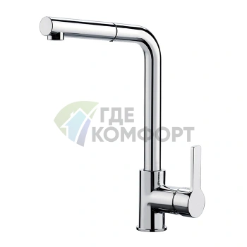 Смеситель для кухни FIMA Carlo Frattini с выдвижной лейкой, 2 режимами и вращающимся изливом в цвете хром (F7029NCR) - фото 1