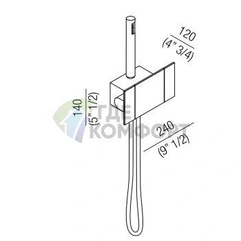 Настенный смеситель Agape Sen для ванны с ручным душем, черный (ASEN0913N) - фото 2