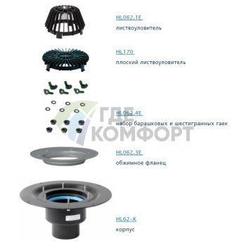 Кровельная воронка HL62 с теплоизоляцией и обжимным фланцем - фото 2