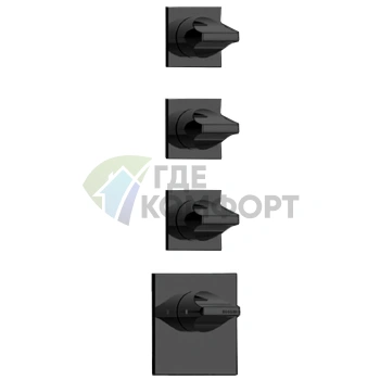 Смеситель для душа термостатический встраиваемый BOSSINI APICE, 3 вентиля, черный матовый (Z035205.073) - фото 1