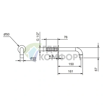 Настенный излив Fantini Fontane Bianche Matt Gun Metal PVD (47 P5 8442) - фото 2