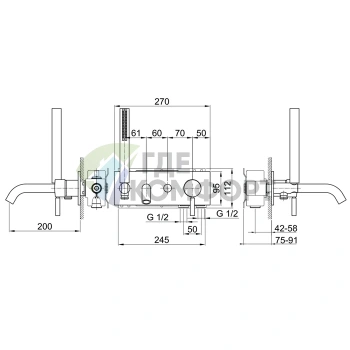 Встраиваемый смеситель для ванны Fantini Nostromo (нержавеющая сталь) (50 93 E321B) - фото 2